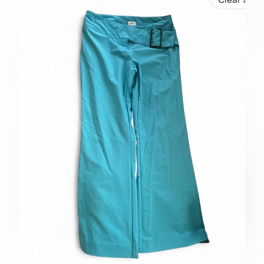 ON HOLD* Cache Women's Blue Trousers W/ Gunmetal Buckle Belt Sz 8